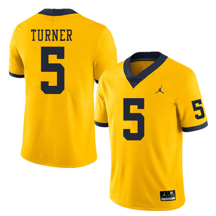 Men #5 DJ Turner Michigan Wolverines College Football Jerseys Sale-Yellow